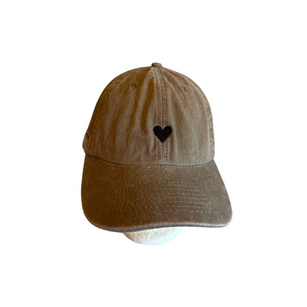 Heart‎ Design Brown Cotton Adjustable Hat